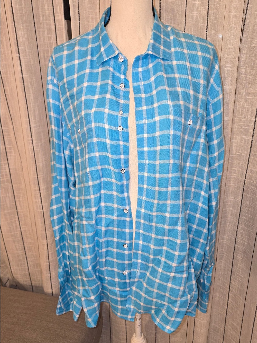 johnnie-O Bright Turquoise Plaid Button-Down Shirt